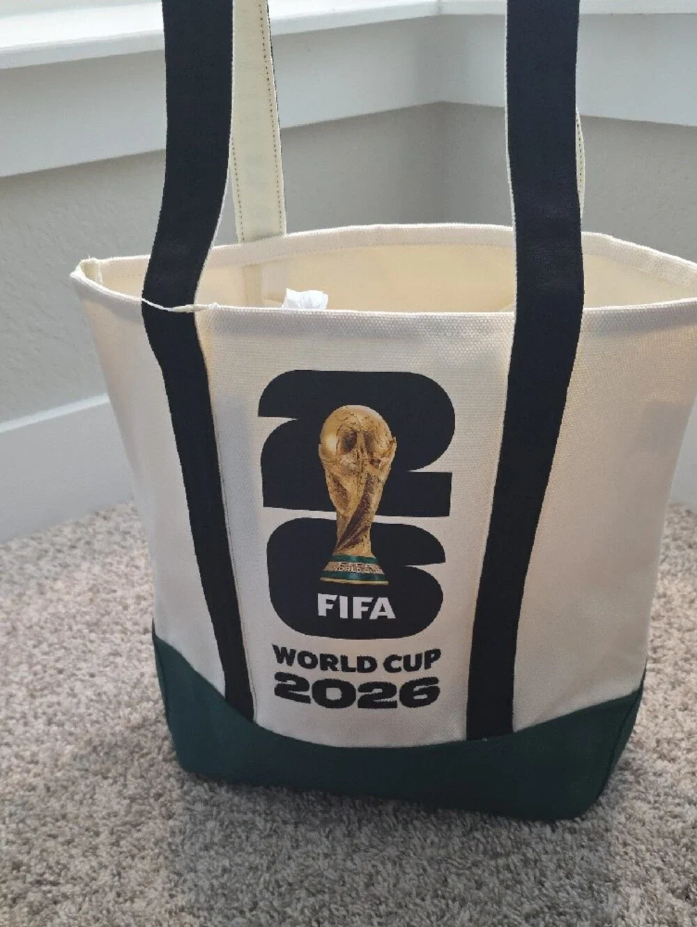 FIFA World Cup 2026 Canvas Tote Bag - White & Green